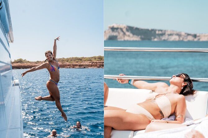 5 Hour Adults Ibiza Boat Trip + lunch, 6 drinks, SUP Boards & DJ - Cala Bassa caves: the stop that depends on the waves