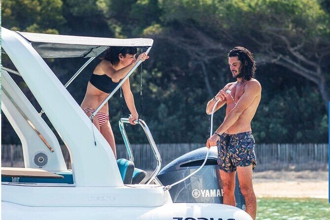 8h rental of Zodiac Medline 7.5 boat in Ibiza - Southwest Ibiza: Cala Bassa, Cala Conta, Cala Tarida, and more