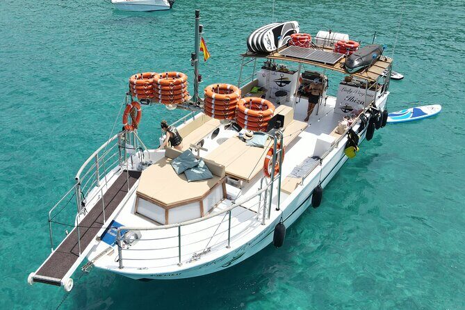 Boat Excursion in Ibiza with All Inclusive - San Antonio to Cala Conta: quarry views and crystal-water sailing