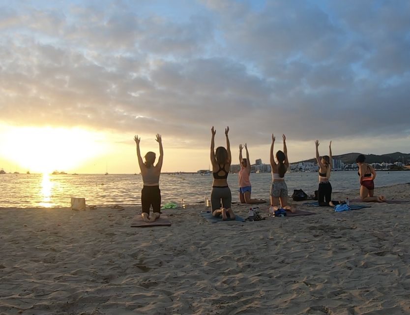 Discover Beach Yoga in San Antonio Ibiza - Location details: a quiet beach spot with the bay in front