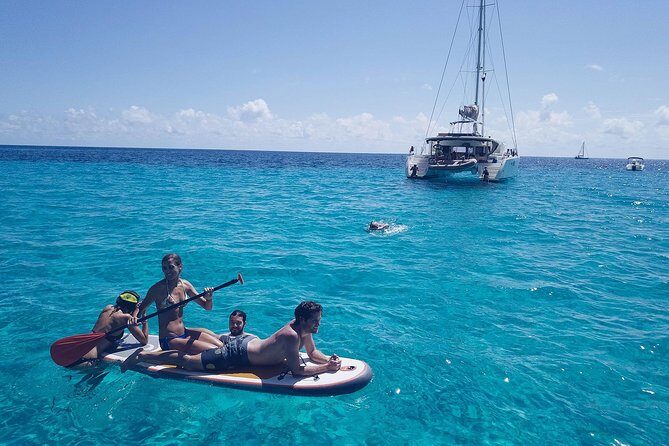 Discover Cala Bassa and Cala Comte on board a catamaran - Beach Clubs at El CBBC or Sunset Ashram: Optional Energy