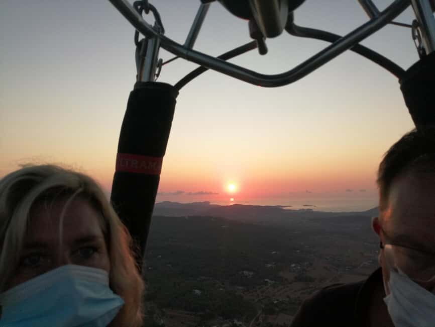 Hot Air Balloon Ride over Ibiza - Champagne toast and the airborne baptism ceremony